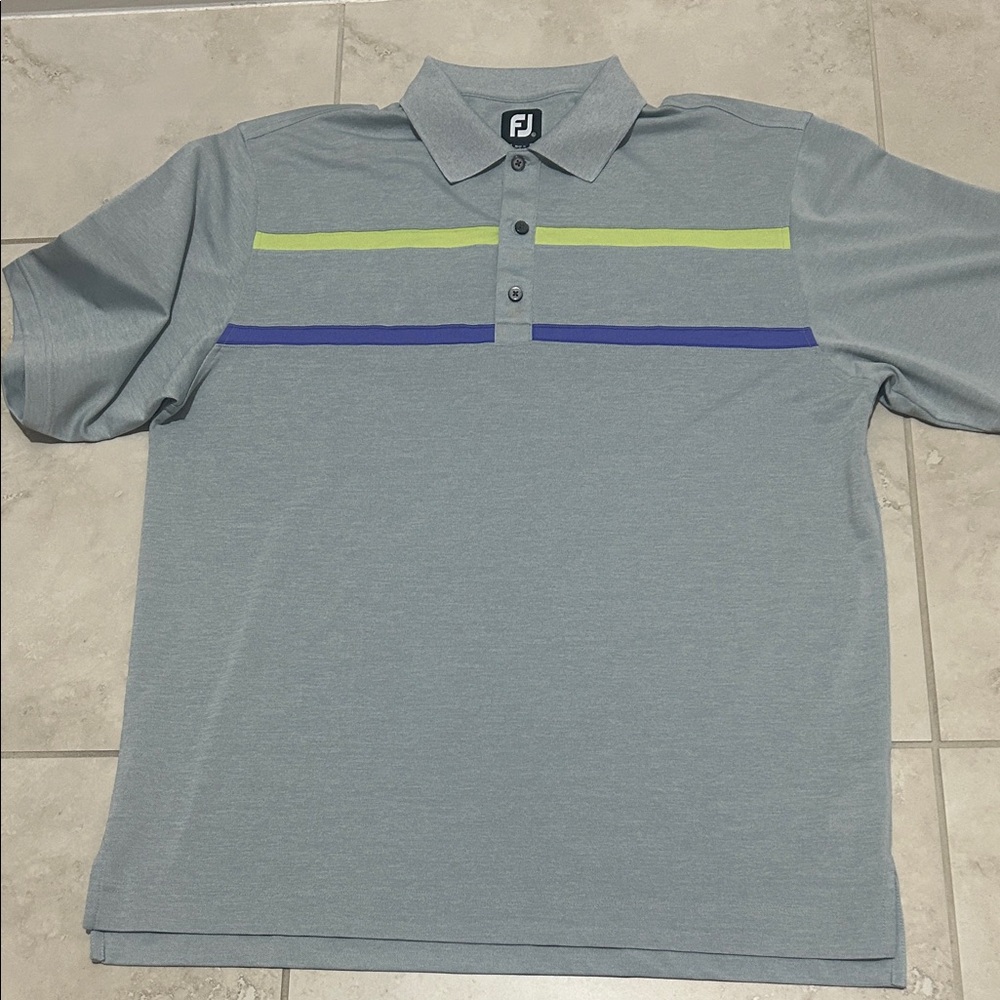 FootJoy Gray Polo with Blue and Green Accents